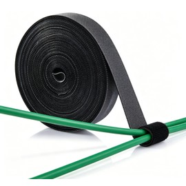 Reusable Hook and Loop Cable Ties - 3/4inch X 16ft Black Adjustable, Multipurpose Wire Organizer for Home, Office & Travel