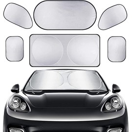 Parasoles de Coche,Parasol plegable para parabrisas de automóvil, para ventana delantera de automóvil,Que Bloquea la Luz Ultravioleta y los Rayos Solares,Apto a la mayoría de Coches y SUV (6PCS)