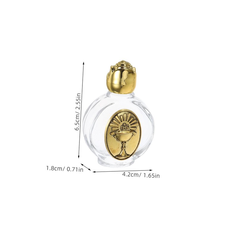 Ciieeo Set of 2 Decorative Holy Water Bottles Embossed Catholic