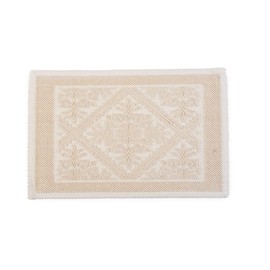 HomeLife Bath Mat in Cream Cotton 60 x 40 cm Made in Italy | Absorbent Bath Mat with Non-Slip Bottom | Washable Shower Mat | Sardo Shower Mat
