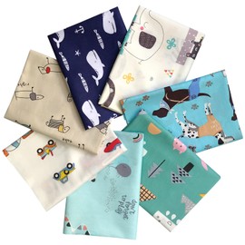 Qililandiy 7pcs Fat Quarter Cotton Fabrics Assorted Cute Animal Patterns 18x22Inches