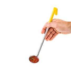 Met Lux 1 Ounce Soup Ladle, 1 Corrosion-Resistant Metal Ladle - With Hook, Dishwasher-Safe, Yellow Handle Stainless Steel Serving Ladle, For Pouring And Cooking - Restaurantware