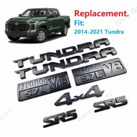 Toyota 7PC Matte Black Door Tundra SR5 5.7L I Force V8 Rear 4X4 EMBLEM Tundra 2014-2021