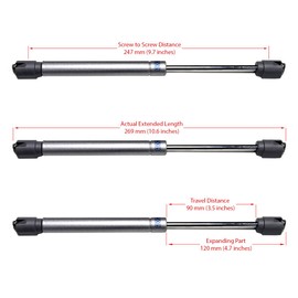 Berta (4 Pieces) 10 Inch 100N/22 LB Hydraulic Soft Open Gas Springs/Struts for Cabinets, Furniture Cabinet Doors Lift/Lid Stay/Support Hinges for RV Platforms with Brackets and Screws (4 Pieces)