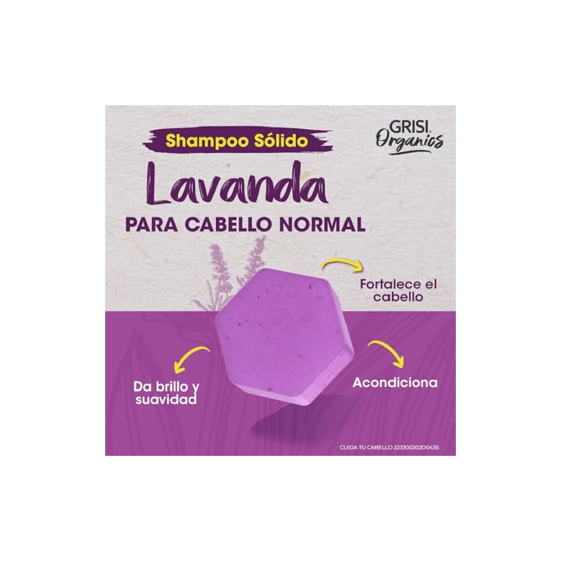 Shampoo Sólido de Lavanda para Cabello Normal, 75gr