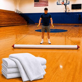 4 Pack Replacement Towels for Basketball Court Mops, 7ft Gym Mop Replacement Sleeves, 100% Cotton Heavy Duty Mop Covers for Gym Floors, Hardwood Courts, Wrestling Mats & Commercial Cleaning