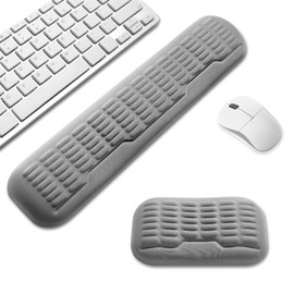 UnivoColors Compact-Sized Keyboard & Mouse Wrist Rest Set-Ergonomic 3.0 Upgrade with Wave Curve Support,Non-Slip Base,Perfect for Work & Gaming(Grey)