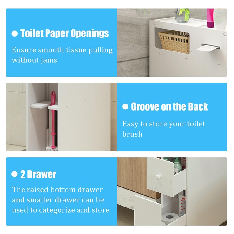 ILWorkTLs Narrow Bathroom Cabinet with Drawer,Slim Storage Cabinet, Toilet Side