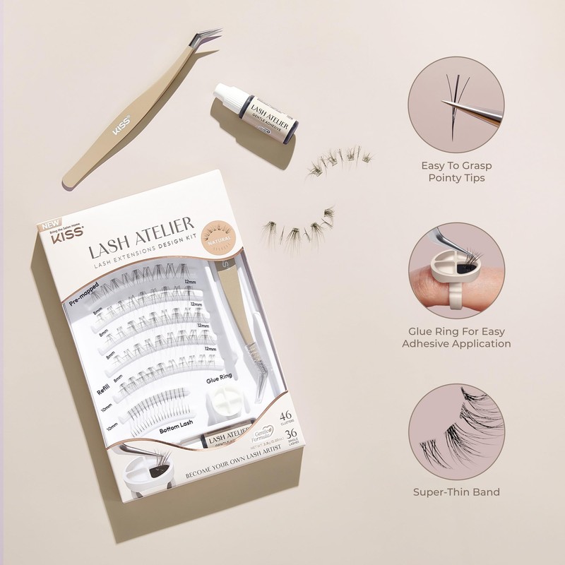 KISS Lash Atelier Natural Eyelash Extension Kit - Prepositioned False