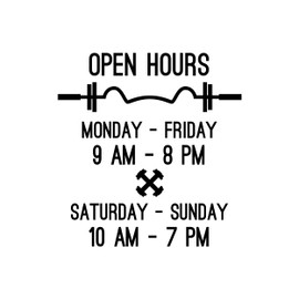 Open Hours - Gym Vinyl Sticker Decal - Open Closed Door Vinyl Decal - Gym Working Hours Decal - Operating Hours of Company Window Decal - Gym Schedule Vinyl Decal Door 22x23