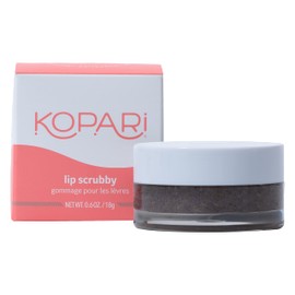 Kopari Exfoliante de labios de coco, elimina la piel seca para labios suaves, arena volcánica, azúcar morena y conchas de coco trituradas, hidratante, exfoliante, aceite de coco orgánico, vainilla, vegano