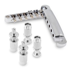 Jersvimc Silver Guitar Bridge Kit, Roller Bridge Saddles Tun-O-Matic Guitar Tailpiece Headless Guitar Hardware for Bass Electric Guitar Acoustic