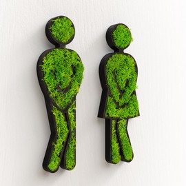 Zwayve Toilet Moss Sign Set Man & Woman Funny Moss Wall Decoration for Toilets Sustainable and Stylish Toilet Sign in Black Perfect Decoration for Bathrooms and Guest Toilets