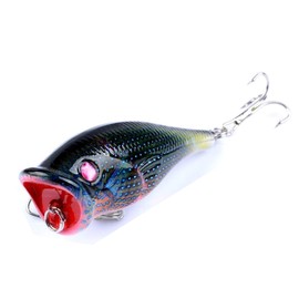 Codaicen Topwater Popper Topwater Fishing Lure Hard Bait with Solid Sharp Treble Hooks – Fish Lure for Bass, Pike, and Other Predator Fish (Dark Night Popper)