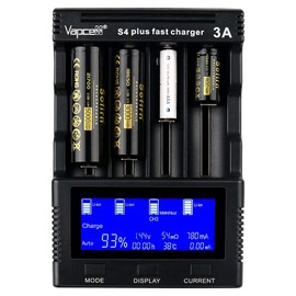 Sofirn Universal 4 Bay Smart Battery Charger with LCD Display for 18650 21700 26650 14500 16340 and AA AAA Rechargeable Ni-MH Batteries (5V DC, 3A, Version 3.0)