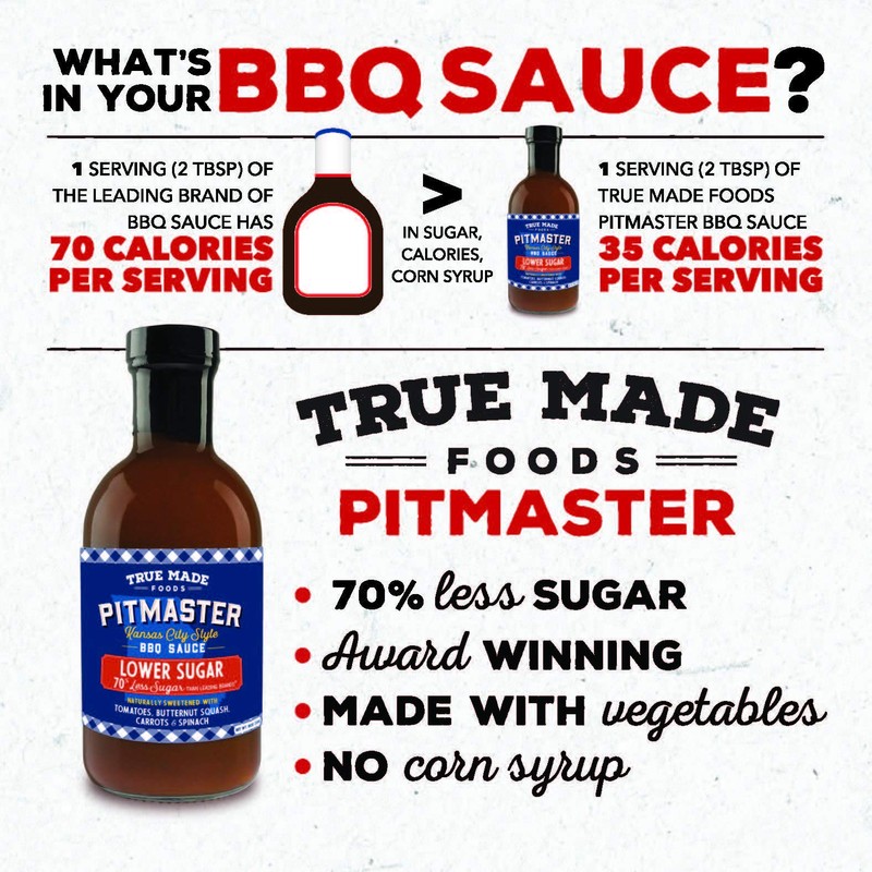 True Made Foods Vegetable BBQ Sauce, Low Sugar, 18 oz