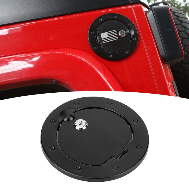 Aluminum Alloy Black Fuel Tank Cap Cover Flag Label Fits