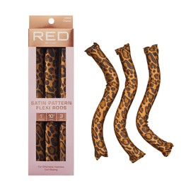 RED by Kiss Satin Pattern Flexi Rods, Heatless Curling Rods, Satin Cover, No Heat Styling for Frizz-Free Hair (Cheetah / 1", 3pcs)