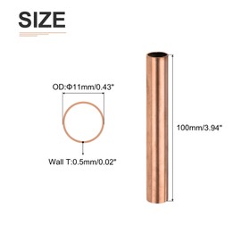 DTGN 11 mm x 0.5 mm x 100 mm (AD x Wall TxL) Copper Pipe - 4 Pack - Good for Machine Equipment Crafts Decorative Frame - Round Metal Hoses