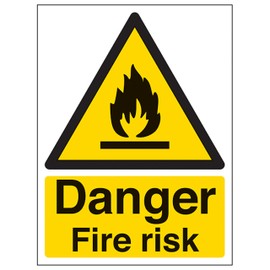 V Safety Danger Fire Risk - Portrait 200 x 300mm - 3mm Aluminium Composite Safety Sign