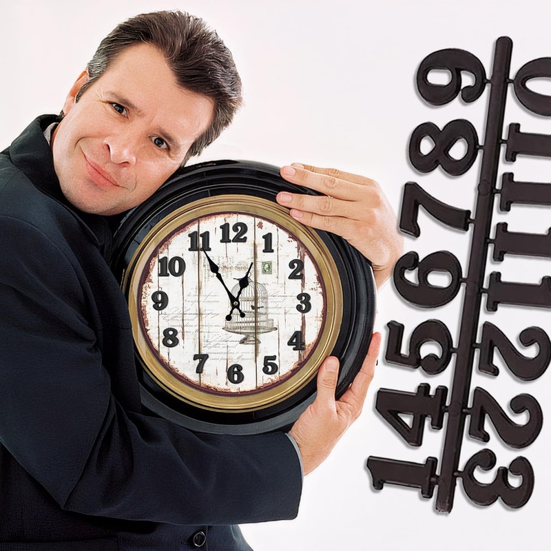 15 Pieces Clock Numerals Kit in Black Silver Gold DIY