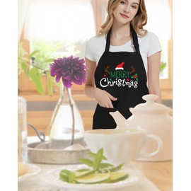Christmas Aprons for Women with Pockets - Funny Christmas Apron for Men Grilling BBQ, Christmas baking gifts, Xmas Cooking Kitchen Aprons Gift for Bakers Mom Dad Wife Husband