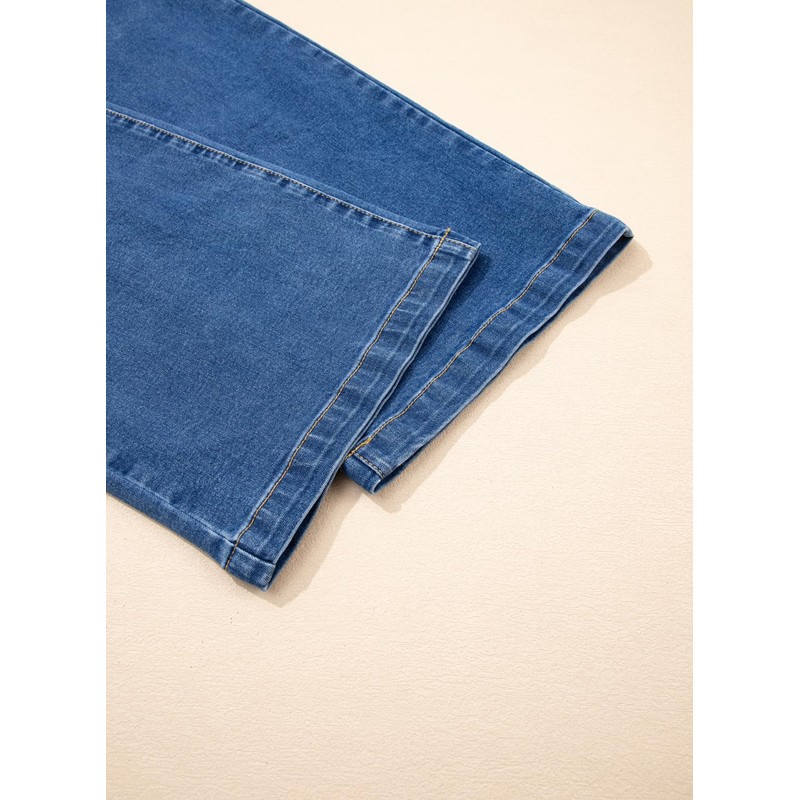 Sidefeel Women's Wide Leg Jeans Drawstring Baggy High Waisted Stretchy