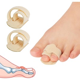 Hammer Toe Correction Splint - Set of 2 Toe Straighteners & Bandage for Men and Women - Soft Toe Separators for Relief from Hammer Toe, Broken Toes & Overlapping Toes - Beige