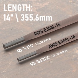 YESWELDER E308L-16 Stainless Steel Stick Electrodes, 14" x 1/8" 5LB Welding Rods