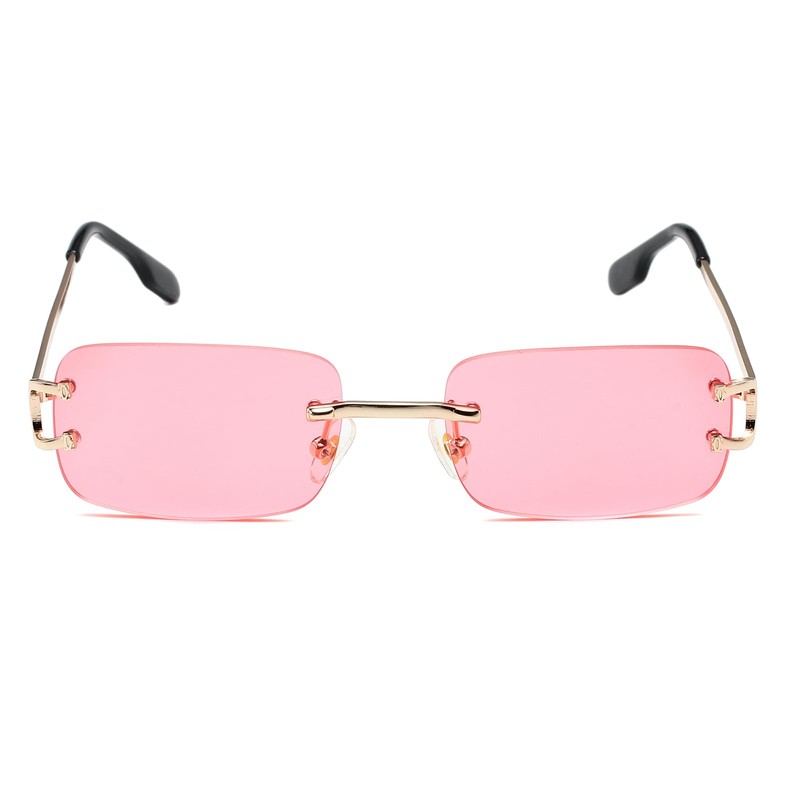 Ggpyyon Rimless Rectangle Sunglasses for Women Men,Retro Frameless Eyewear Sun