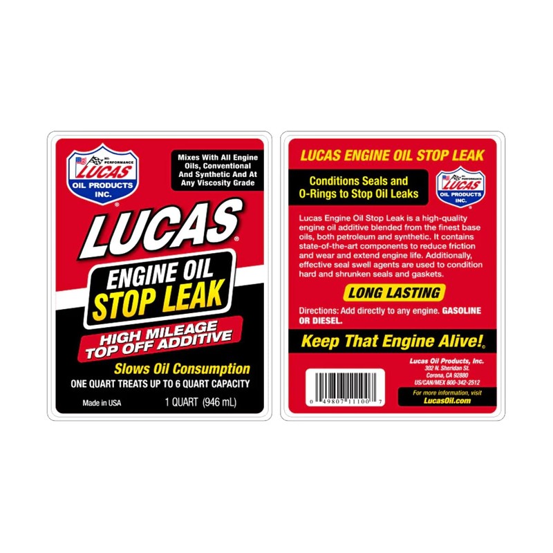 Lucas Oil Engine Oil Stop Leak Top Off Additive/12x1/Quart