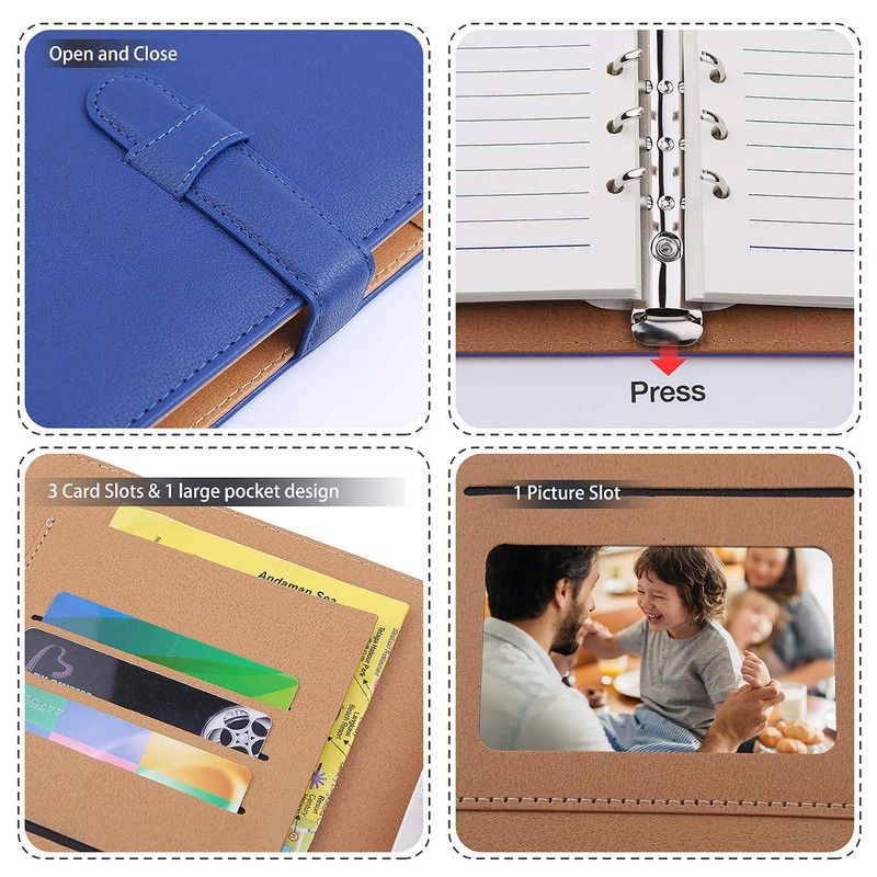 Minlna A5 Leather Notebook Binder Notebook Refillable Composition Notebook Business