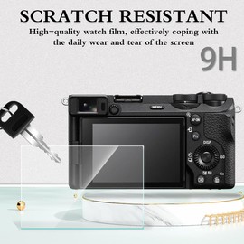 HUADU Screen Protector (2+1Pack) Compatible for Sony Alpha 6700,Tempered Glass Film Anti-Scratch High Definition and Soft Silicone Case for Sony A6700 Camera, black