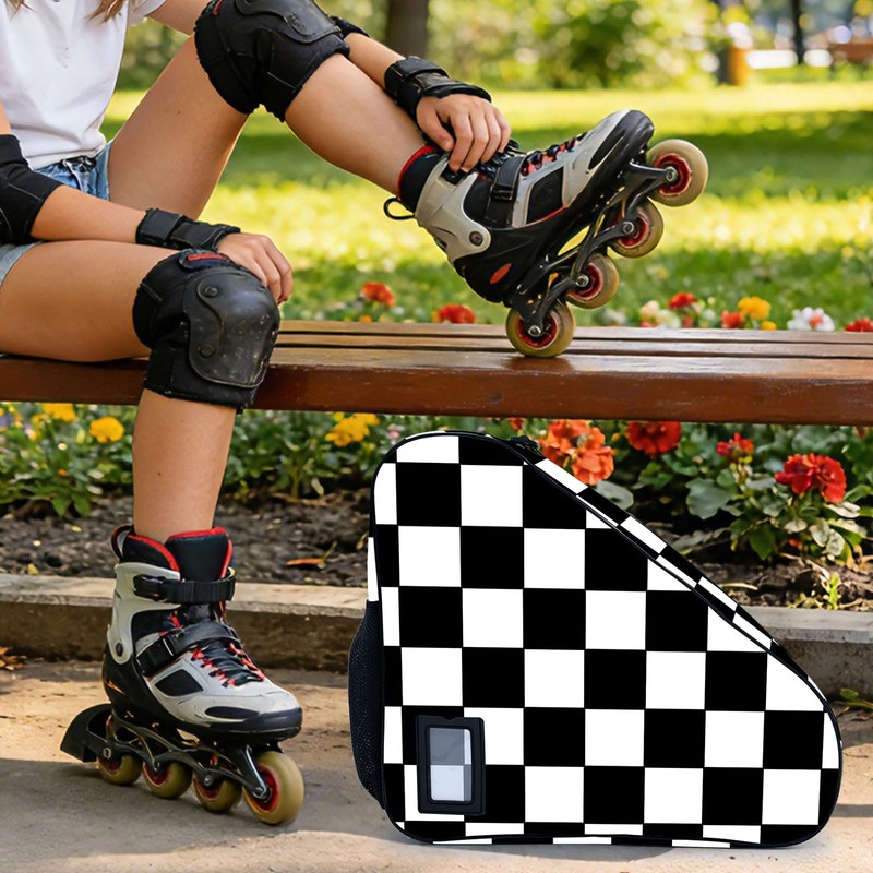 Bzocm Checkered Skate Bag For Ice Roller Inline Skates With