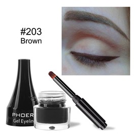 Mysense Matte Cream Brown Eyeliner Gel Pot with Brush,Cream Eyeliner Makeup,Smooth High Pigmented Matte Eye Makeup Gel Eye Liners for Women,203 Brown