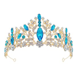 SH Queen Crown for Women, Wedding Tiara for Bride, Princess Tiara, Quinceanera Pageant Crown Diadem, Crystal Headpiece for Birthday Prom