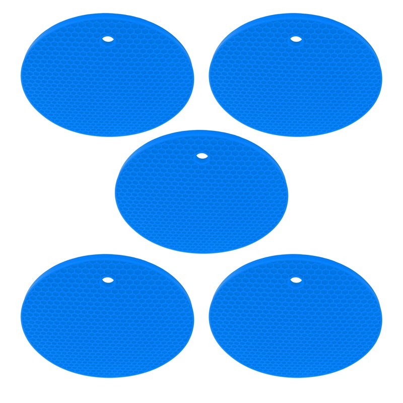 5PCS Silicone Trivet Mats Round Multipurpose Heat Resistant Non Slip