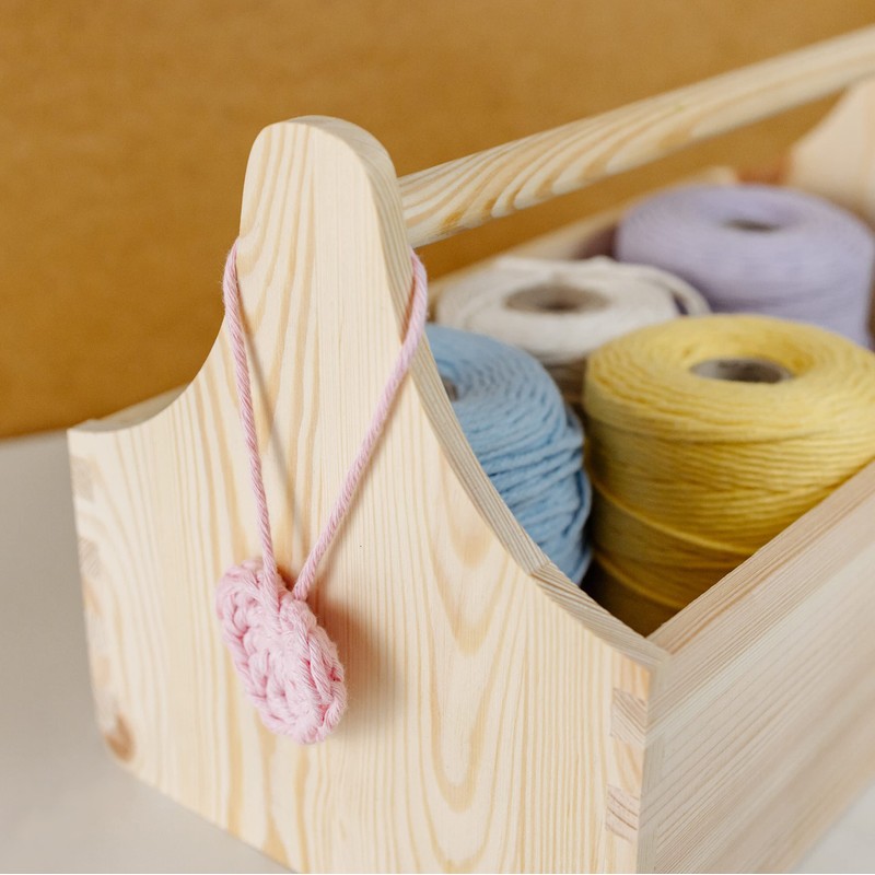 Creative Deco Unpainted Wooden Toolbox Storage Box with Handle |