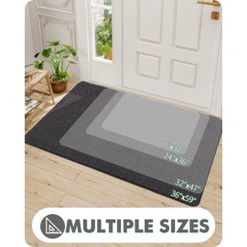 LUMI Indoor Door Mat, Non Slip Absorbent Dirt Trapper Entrance Mat, Low-Profile Washable Inside Floor Mat, for Entrance, Bathroom, Welcome Mat, 23.5"x35.5",Dark Grey