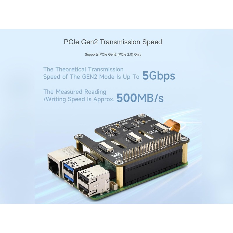 PCIe to 2-CH PCIe HAT for Raspberry Pi 5, Extended