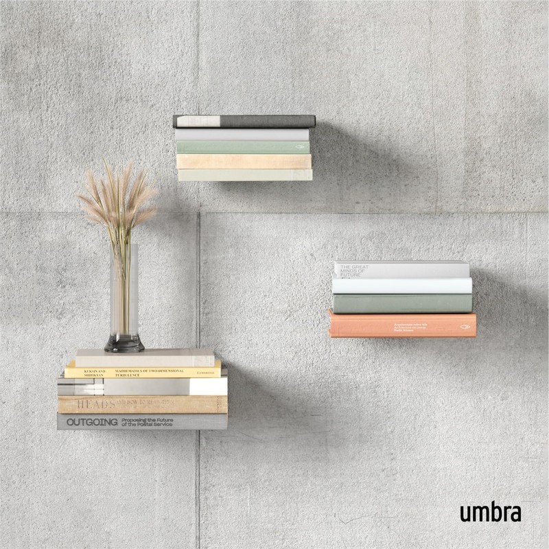 Umbra Conceal, Sturdy Metal Floating Bookshelf for Wall (Set of