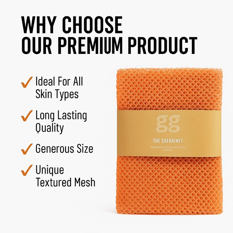 Safarinet African Mesh Sponge, Extra Long Exfoliating Bath Scrub for