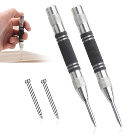 Automatic Centre Punch Metal, 2 Pieces Automatic Centre Punch with 2 Replacement Stamps, for Wood, Glass, Sheet Steel, Metal