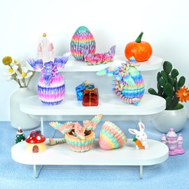 Mydhall - 4 huevos de dragón impresos en 3D con dragón de bebé dentro de cesta de Pascua, adornos para árbol de Navidad, juguetes para niños y regalos para cumpleaños, decoración del hogar (juego de
