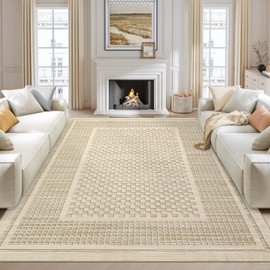 GAOMON Washable Rugs 5x7 Area Rugs Modern Rug for Living Room Soft Rug for Bedroom Aesthetic Farmhouse Carpet Non Slip Stain Resistant Throw Rugs for Office Dining Room 5'x7' Beige