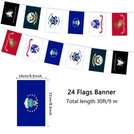 Military Flags, Army Flag Banner, Memorial Day Decor, 24 Flag Banner-30ft/9m, 6 Military Branches Bunting Flags for Memorial Day, Veterans Day Decorations (4 Pack)