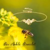 YAFEINI Bee Honeycomb Anklet 925 Sterling Silver Bee Flower Link