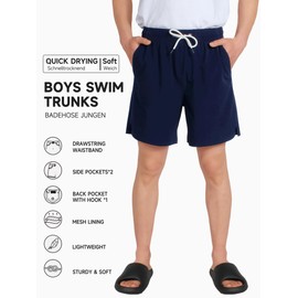 YOUNGSOUL Swimming Trunks Boys Swimming Shorts with Compression Children 2 in 1 Quick-Drying Swim Shorts Board Shorts Swimming Trunks, darkblue