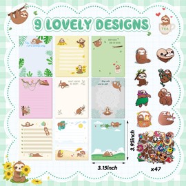Theme Office Supplies Cute Gifts for Women Include Ballpoint Pens Sticky Notes Stickers Back to School Stationery Set Lover Gifts for Birthday Party Favor Decoration Supplies(Sloth)