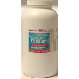 Oyster Shell Calcium 500 mg + Vitamin D Supplement - 1,000 Tablets